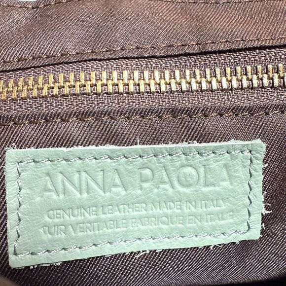ANNA PAOLA Made In Italy Quilted Leather Flap Mint Green Chain Bag Handbag - Picture 10 of 13